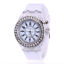 Picture of Silicone Wrist Watches Round Number White Adjustable Clear Rhinestone Battery Included 25.2cm long, 1 Piece