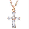 Изображение Медь+Искусственный Циркон Ожерелья Позолоченный Прозрачный Крест 46см длина, 1 ШТ
