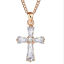 Picture of Copper & Cubic Zirconia Necklace Gold Plated Transparent Clear Cross 46cm(18 1/8") long, 1 Piece