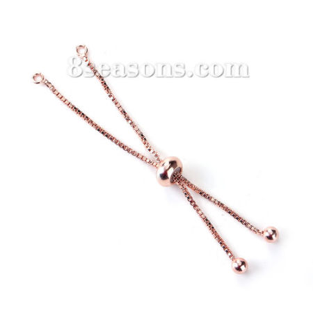 Chaînes d'Extension Réglable Nœud Glissé pour Collier Bracelet en Laiton Or Rose Réglable 7cm long, 4 Pièces
