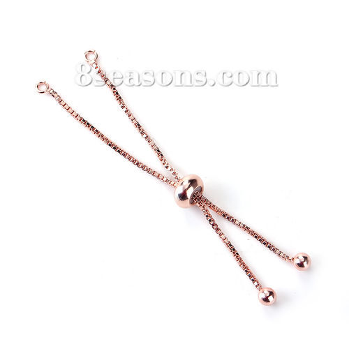 Picture of Brass Slider/Slide Extender Chain For Jewelry Necklace Bracelet Rose Gold Adjustable 7cm(2 6/8") long, 4 PCs