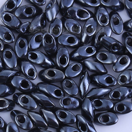 (Japan Import) Glass Long Magatama Seed Beads Gunmetal Lustered About 8mm x 4mm - 7.5mm x 4mm, Hole: Approx 1.3mm, 10 Grams (Approx 8 PCs/Gram)