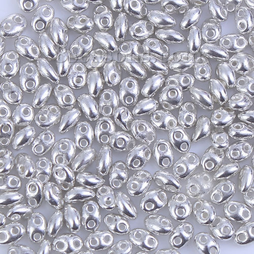 Picture of Glass Two Hole Twin Seed Beads Metallic About 