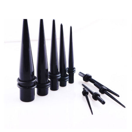 2mm Acrylic Ear Stretcher Expander Tapers Black 35mm(1 3/8") x 4mm( 1/8"), 1 Piece