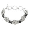 Picture of Snap Button Bracelets Toggle Clasp Silver Tone Bowknot Carved Enamel Black Fit 12mm Snap Buttons 22cm(8 5/8") long, Hole Size: 5mm, 1 Piece