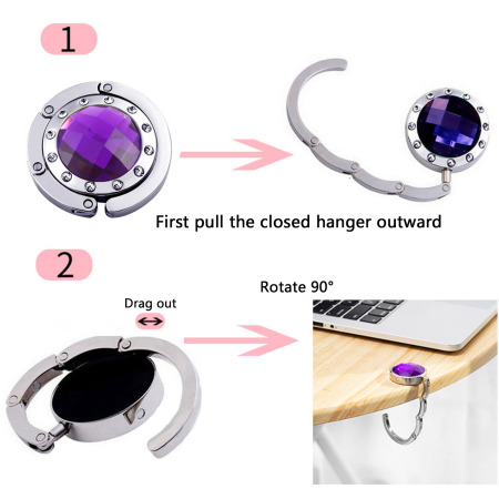Zinc Based Alloy Portable Foldable Women's Handbag Purse Hanger Holder Table Hook Silver Tone Multicolor 4.4cm x 4.4cm