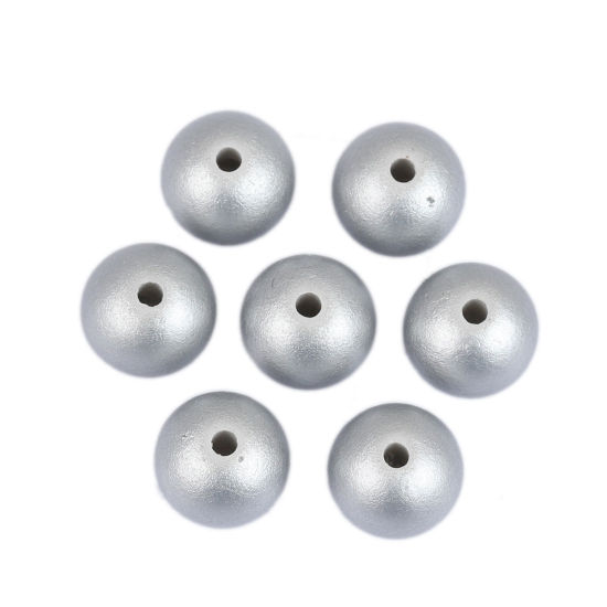 Image de Perles en ABS Rond Argent Env. 12mm Dia, Trou: env. 1.8mm, 50 Pcs