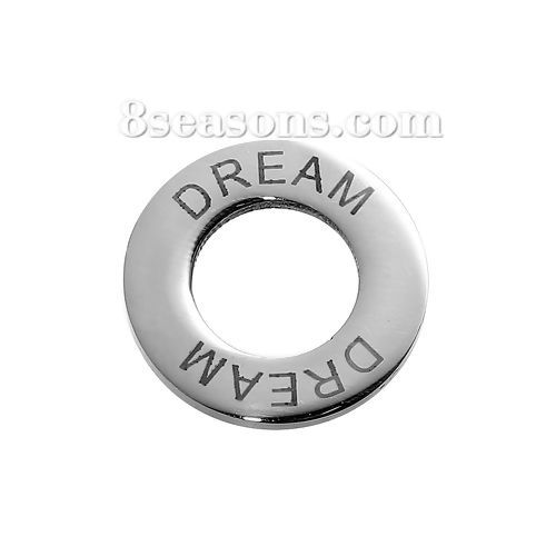 Picture of Stainless Steel Inspire Pendants Circle Ring Message " Dream "  