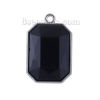 Picture of Zinc Based Alloy & Glass Charms Octagon Silver Tone Black Rhinestone Faceted 23mm( 7/8") x 15mm( 5/8"), 10 PCs