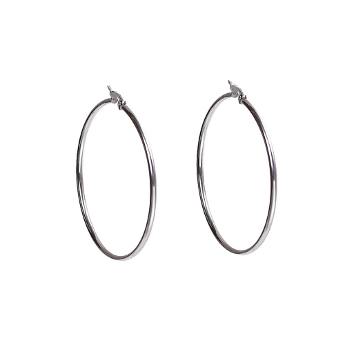 Immagine di 304 Acciaio Inossidabile orecchino cerchio Tono Argento 36mm x 34mm, Diametro Filo: (21 misura), 1 Paio