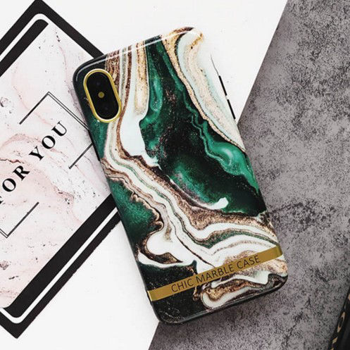 Picture of TPU Phone Cases For iPhone Dark Green Marbling