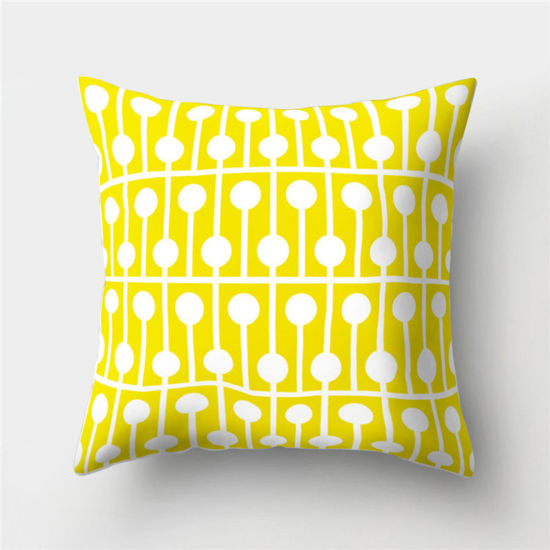 Picture of Peach Skin Fabric Printed Pillow Cases Yellow Square Home Textile 45cm x 45cm