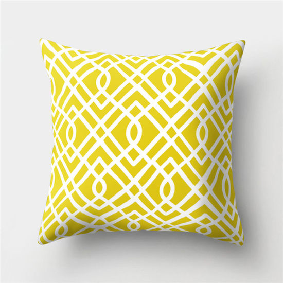 Picture of Peach Skin Fabric Printed Pillow Cases Yellow Square Home Textile 45cm x 45cm