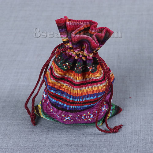 Picture of Cloth Drawstring Bags Drawstring Rectangle Stripe  
