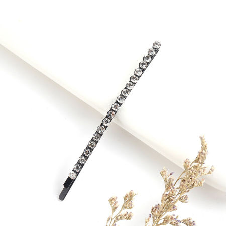 Hair Clips Black Clear Rhinestone 9cm - 6.5cm, 1 Piece