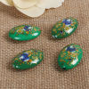 Picture of Acrylic Spacer Japan Painting Vintage Japanese Tensha Beads Oval & Rose Flower Pattern About 