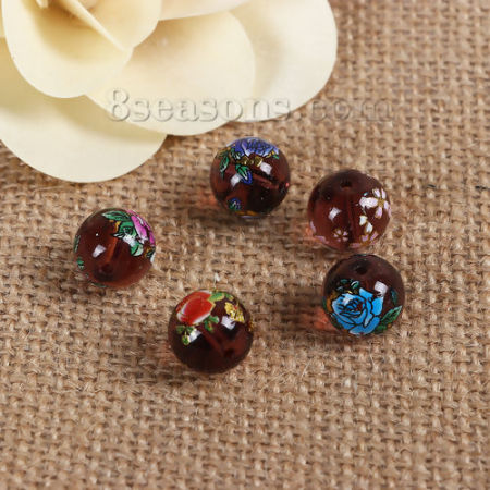 Perles Peinture Japonaise tage Japonais Tensha en Rond au Hasard     