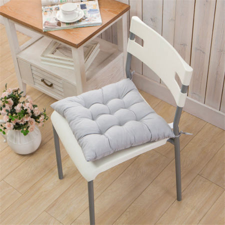Algodón Cojín Del Asiento Gris Cuadrado 40cm x 40cm, 1 Unidad