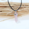 Picture of  Natural Rose Quartz Yoga Healing Gemstone Necklace PU Cord Pendant long