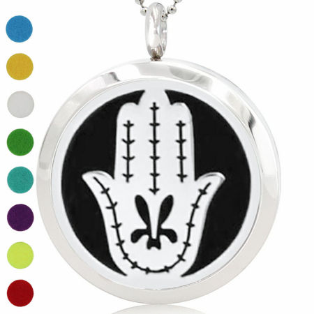 Picture of 316L Stainless Steel Aromatherapy Essential Oil Diffuser Locket Pendants Round Silver Tone Hand Palm Can Open 30mm Dia., 1 Piece
