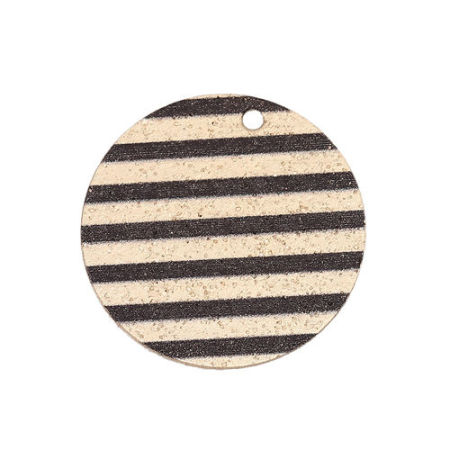 Hierro Pintura de esmalte Colgantes Charms Ronda Chapado en Oro Negro Raya Polvo Estelar 20mm Dia, 3 Unidades