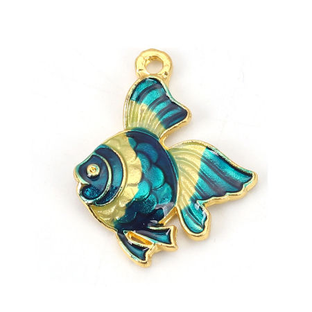 Zinc Based Alloy Ocean Jewelry Charms Fish Animal Enamel 