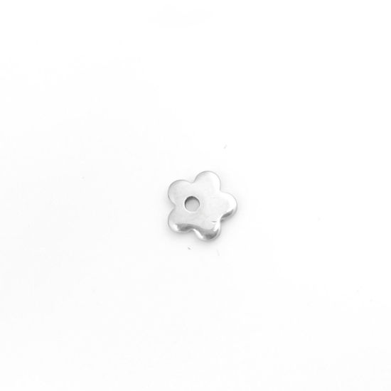 Bild von 304 Edelstahl Charms Blumen Silberfarbe 6mm x 6mm, 10 Stück