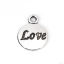 Image de Breloques en Alliage de Zinc Rond Argent Vieilli Gravé Mots " LOVE " 15mm x 12mm, 100 Pcs