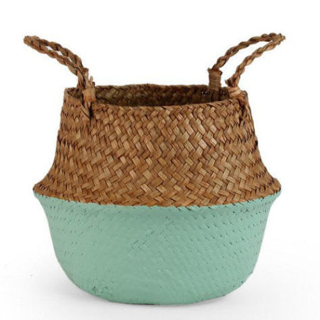 Rattan Hand Weaving Folded Storage Container Box Basket With Handle