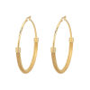 Picture of 304 Stainless Steel Hoop Earrings Gold Plated Round Hollow 6.4cm x 6.3cm, Post/ Wire Size: (17 gauge), 1 Pair