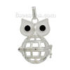 Picture of Copper Mexican Angel Caller Bola Harmony Ball Wish Box Pendants Silver Plated Owl Eye White Enamel Black Rhinestone Can Open (Fit Bead Size: 20mm) 47mm(1 7/8") x 28mm(1 1/8"), 1 Piece