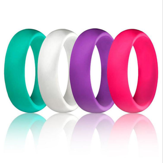 Picture of Non-Toxic Skin Safe Women's Unadjustable Silicone Rings/ Wedding Band Rings Multicolor