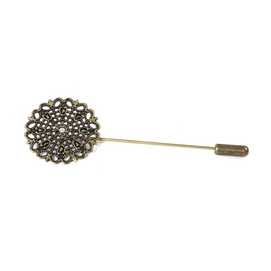Picture of Zinc Based Alloy & Iron Based Alloy Pin Brooches Findings Flower Filigree