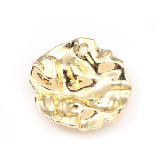Imagen de Zamak Martillado Colgantes Charms Irregular Chapado en Oro 24mm x 23mm, 10 Unidades