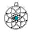 Picture of Zinc Metal Alloy Pendants Dream Catcher Antique Silver Color Hollow Carved Blue Resin Cabochon 31mm(1 2/8") x 27mm(1 1/8"), 10 PCs