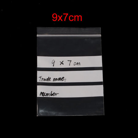 Bolsa de Ziplock Cloruro Polivinílico de Rectángulo Transparente Con Tiras Write-On (Espacio Utilizable: 9x7cm) 10cm x 7cm, 200 Unidades