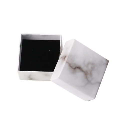 Picture of Paper & Sponge Jewelry Earrings Gift Boxes Square White 60mm(2 3/8") x 60mm(2 3/8") , 2 PCs