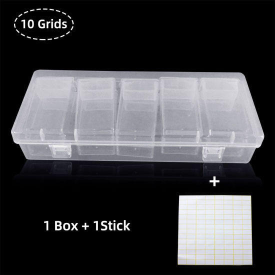 Picture of 10 Compartment Plastic Storage Container Box Basket Rectangle Transparent Clear 15.5cm x 6.3cm, 1 Piece