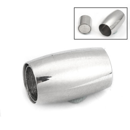 304 Stainless Steel Blank Stamping Tags Magnetic Clasps Barrel Silver Tone
