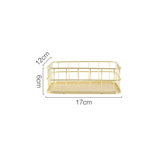 Изображение Железный Сплав(Без Кадмия) Контейнерная Корзина Для Контейнеров Золотой 17см x 12см, 1 ШТ
