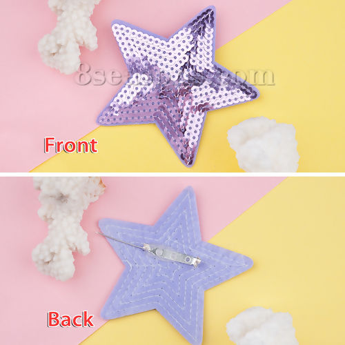Picture of Polyester Pin Brooches Pentagram Star Appliques Patches DIY Scrapbooking Sequins 