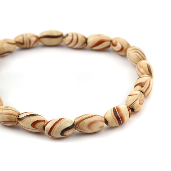 Picture of Natural Wood Spacer Beads Oval Stripe