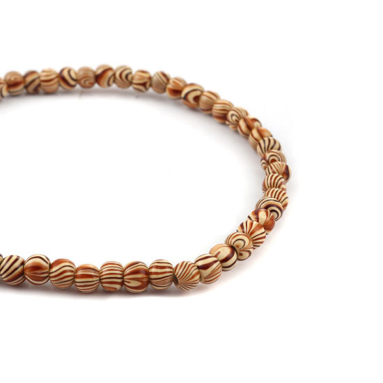 Immagine di Legno Separatori Perline Tondo Marrone Striscia Disegno Circa: 9mm - 7mm Dia, Foro: Circa 2.4mm, lunghezza: 47cm, 2 Fili (Circa 70 Pezzi/Treccia)