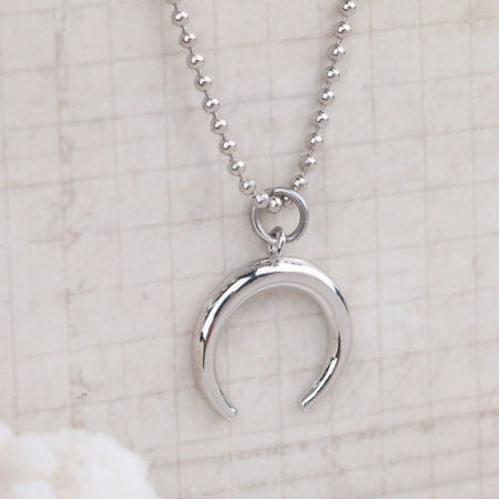 Cobre Bohemia Collares Tono de Plata Luna Creciente 46cm longitud, 1 Unidad