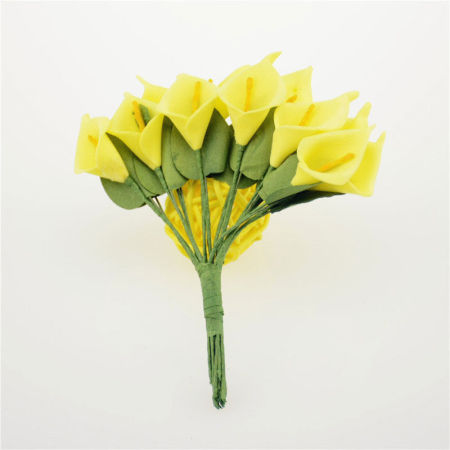 Immagine di Fiori gialli di simulazione fiori artificiali fotografia di matrimonio all'ingrosso ornamento per la casa si sente calla artificiale