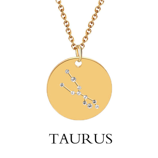 Image de Colliers Doré Rond Constellation Taureaux Transparent Strass 45cm Long, 1 Pièce