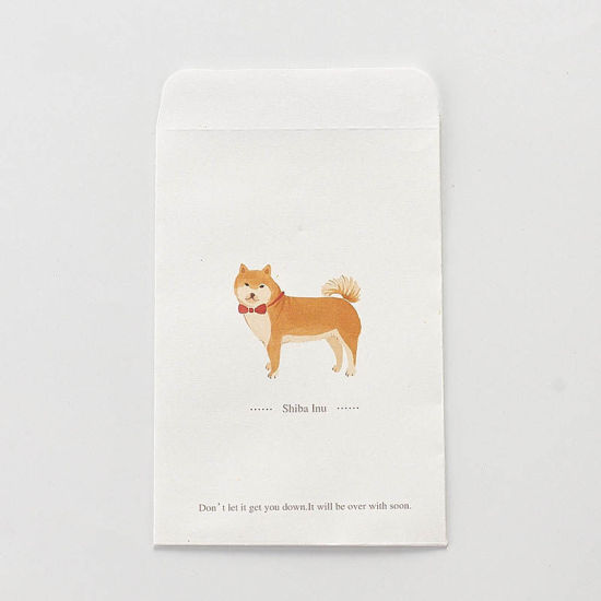 Bild von Kraftpapier Briefumschlag Rechteck Gelb Hund Muster 16cm x 11cm, 10 Stück