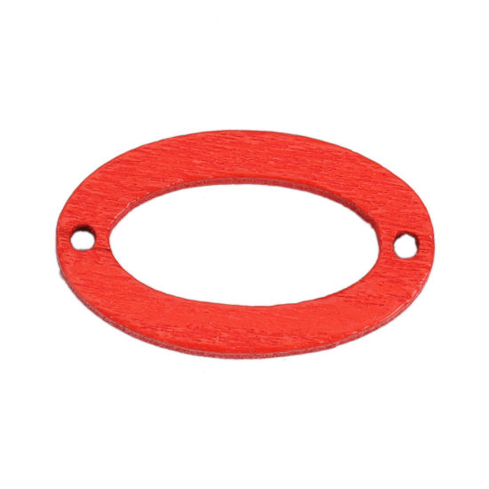 Bild von Natürliches Holz Verbinder Oval Rot Hohl, 25mm x 15mm, 50 Stück