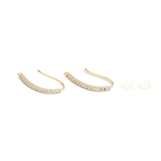 Bild von Messing Ohrring 18K Echtgold plattiert Tropfen M/Öse 21mm x 12mm, Drahtstärke: (18 gauge), 4 Stück