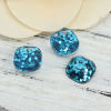 Bild von Harz Dom Cabochon Verzierung Trapez Blau Paillette 11mm x 10mm , 30 Stück